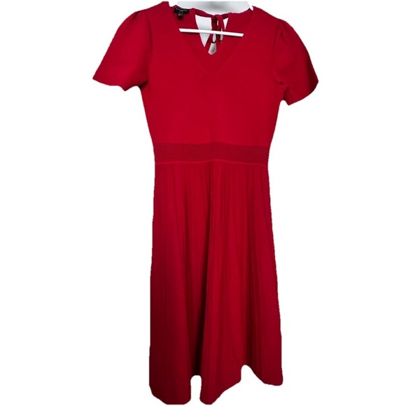 Talbots Flutter Sleeve Fit & Flare Red Dress Petite Holiday Workwear Cocktail - Picture 1 of 16